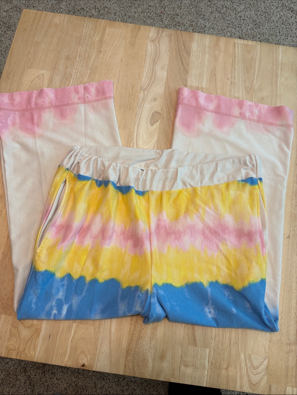 Ava James Tie-Dye Lounge Pants in Pink, Yellow & Blue